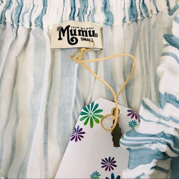 Show Me Your MuMu Point Dume Woodstock Stripe Cotton Tunic Mini Dress Sz S NWT - Picture 6 of 10